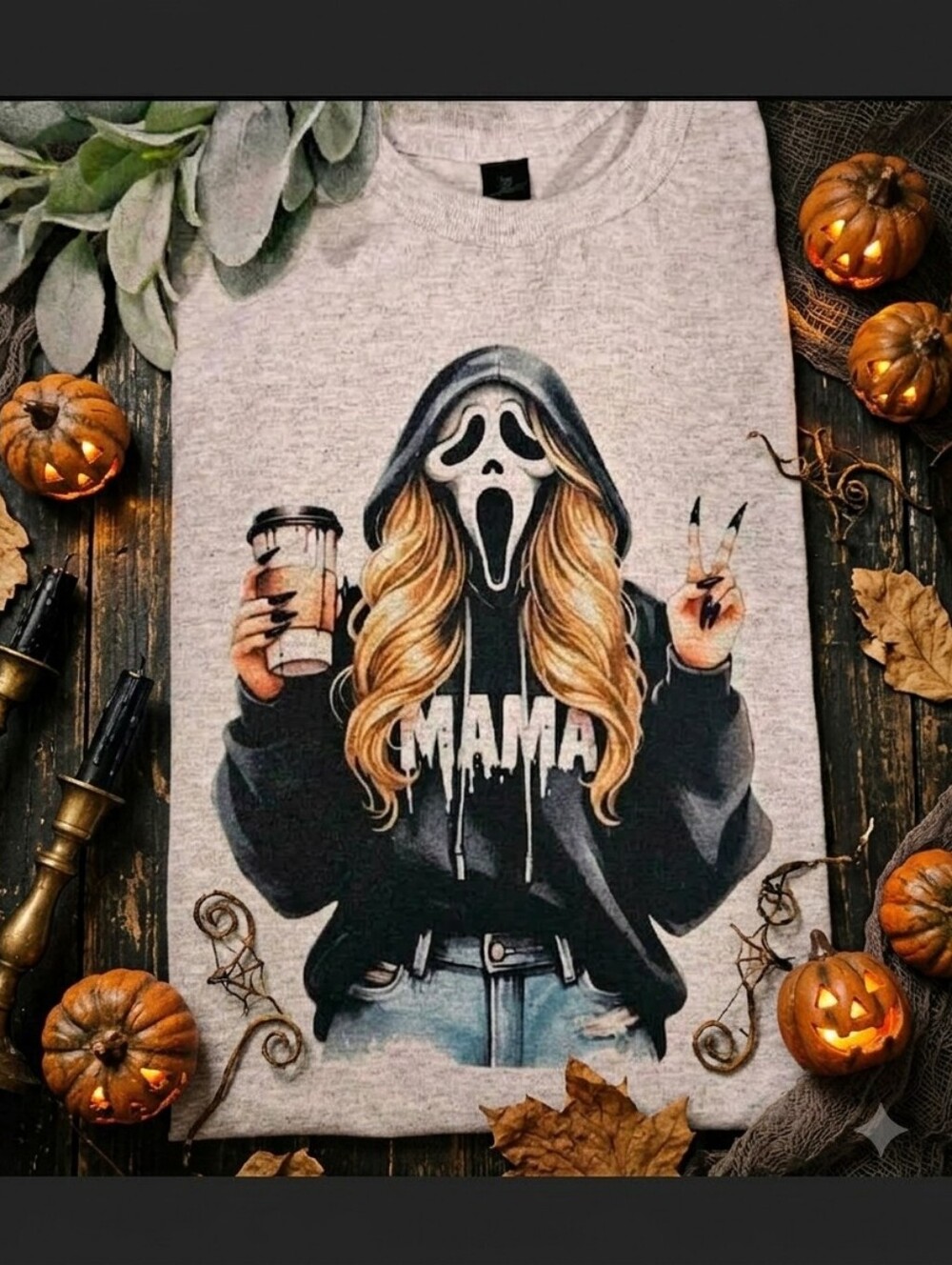 Halloween mama shirt ghost face cute popular scream Blonde ghost face mom